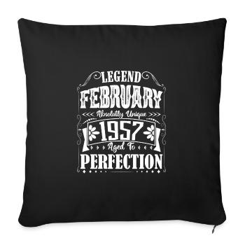 February 1957. February 1957 Birthday Gift. - Sofa pillowcase 17,3'' x 17,3'' (45 x 45 cm) - black - Front