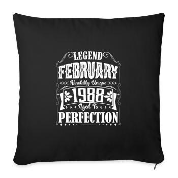 Février 1988. Cadeau d'Anniversaire février 1988. - Housse de coussin décorative 45 x 45 cm - noir - Devant