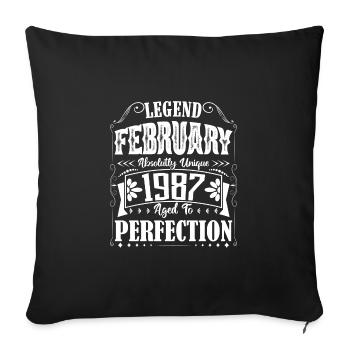 February 1987. Birthday Gift February 1987. - Sofa pillowcase 17,3'' x 17,3'' (45 x 45 cm) - black - Front