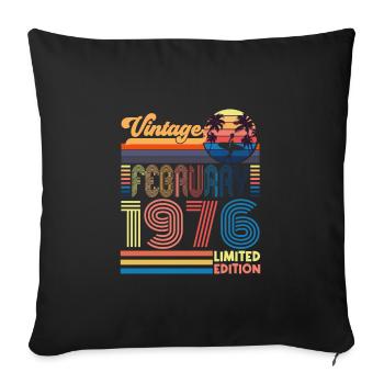 Anniversaire Février 1976. Cadeau Fevrier 1976. - Housse de coussin décorative 45 x 45 cm - noir - Devant