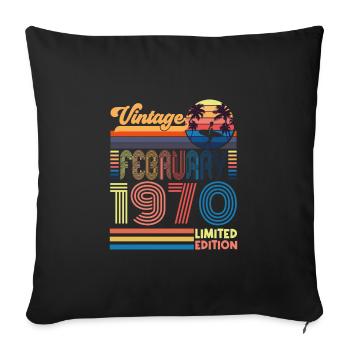 Anniversaire Février 1970. Cadeau Fevrier 1970. - Housse de coussin décorative 45 x 45 cm - noir - Devant