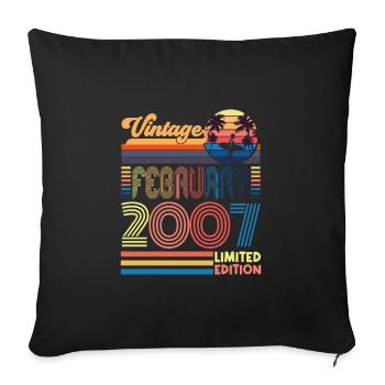 Anniversary February 2007. Gift February 2007. - Sofa pillowcase 17,3'' x 17,3'' (45 x 45 cm) - black - Front