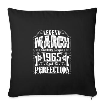 March 1965. March 1965 Birthday Gift. March. - Sofa pillowcase 17,3'' x 17,3'' (45 x 45 cm) - black - Front