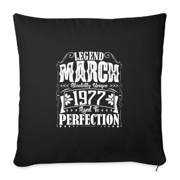 March 1977. March 1977 Birthday Gift. March. - Sofa pillowcase 17,3'' x 17,3'' (45 x 45 cm) - black - Front