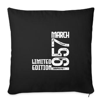 March 1957 Anniversary Gift. March 1957. March - Sofa pillowcase 17,3'' x 17,3'' (45 x 45 cm) - black - Front