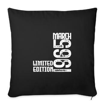 March 1965 Anniversary Gift. March 1965. March - Sofa pillowcase 17,3'' x 17,3'' (45 x 45 cm) - black - Front