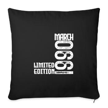 March 1990 Anniversary Gift. March 1990. March - Sofa pillowcase 17,3'' x 17,3'' (45 x 45 cm) - black - Front