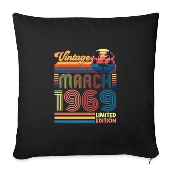 Anniversaire mars 1969.Cadeau Mars 1969.March 1969 - Housse de coussin décorative 45 x 45 cm - noir - Devant