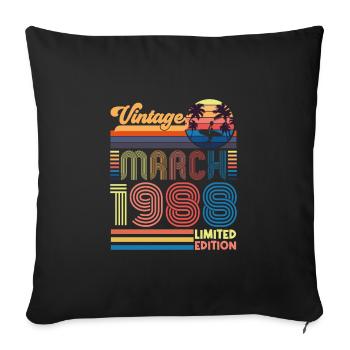 Anniversaire mars 1988.Cadeau Mars 1988.March 1988 - Housse de coussin décorative 45 x 45 cm - noir - Devant