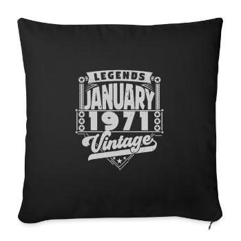 Vintage Anniversaire Janvier 1971, Janvier 1971. - Housse de coussin décorative 45 x 45 cm - noir - Devant
