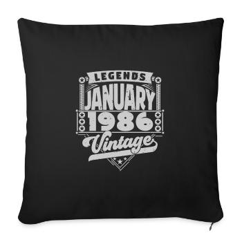 Vintage Anniversaire Janvier 1986, Janvier 1986. - Housse de coussin décorative 45 x 45 cm - noir - Devant