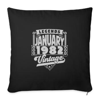 Vintage Anniversaire Janvier 1982, Janvier 1982. - Housse de coussin décorative 45 x 45 cm - noir - Devant