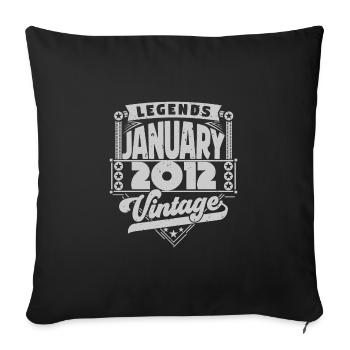 Jahrgang Geburtstag Januar 2012, Januar 2012. - Sofakissenbezug 45 x 45 cm - Schwarz - Vorne