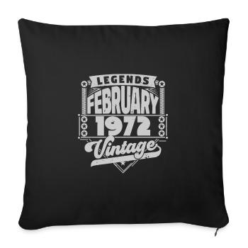 Vintage Anniversaire février 1972, Février 1972. - Housse de coussin décorative 45 x 45 cm - noir - Devant
