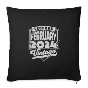 Vintage Birthday February 2024, February 2024. - Sofa pillowcase 17,3'' x 17,3'' (45 x 45 cm) - black - Front