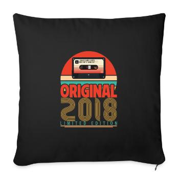 Vintage Birthday Gift 2018. Retro 2018. - Sofa pillowcase 17,3'' x 17,3'' (45 x 45 cm) - black - Front