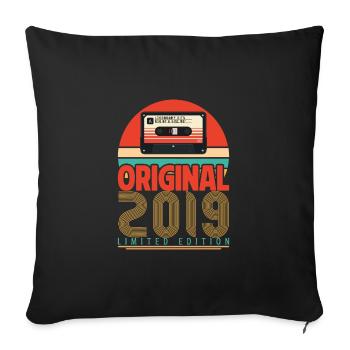 Cadeau Anniversaire Vintage 2019. Rétro 2019. - Housse de coussin décorative 45 x 45 cm - noir - Devant