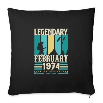 Vintage Birthday Gift February 1974, February. - Sofa pillowcase 17,3'' x 17,3'' (45 x 45 cm) - black - Front
