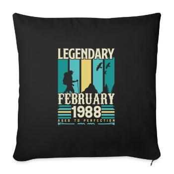 Cadeau Vintage Anniversaire Février 1988, février. - Housse de coussin décorative 45 x 45 cm - noir - Devant