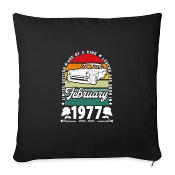 Anniversaire février 1977, Vintage février 1977. - Housse de coussin décorative 45 x 45 cm - noir - Devant