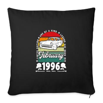 Birthday February 1996, Vintage February 1996. - Sofa pillowcase 17,3'' x 17,3'' (45 x 45 cm) - black - Front