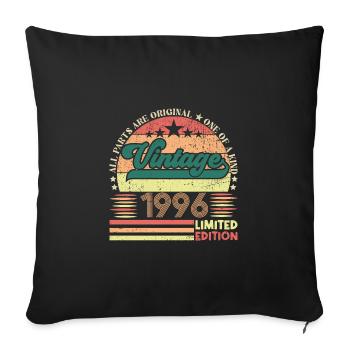 Cadeau d’anniversaire Retro 1996. Vintage 1996. - Housse de coussin décorative 45 x 45 cm - noir - Devant