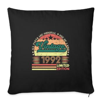 Cadeau d’anniversaire Retro 1992. Vintage 1992. - Housse de coussin décorative 45 x 45 cm - noir - Devant