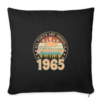 Février 1965. Cadeau d’anniversaire février 1965. - Housse de coussin décorative 45 x 45 cm - noir - Devant
