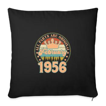 Février 1956. Cadeau d’anniversaire février 1956. - Housse de coussin décorative 45 x 45 cm - noir - Devant