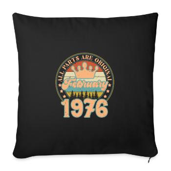 Février 1976. Cadeau d’anniversaire février 1976. - Housse de coussin décorative 45 x 45 cm - noir - Devant