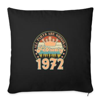 Février 1972. Cadeau d’anniversaire février 1972. - Housse de coussin décorative 45 x 45 cm - noir - Devant