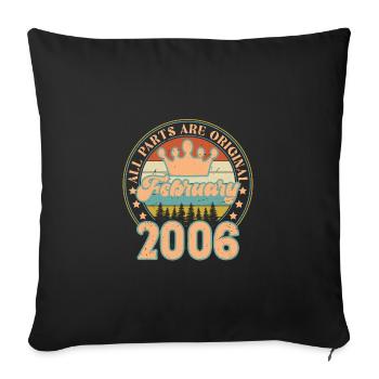 February 2006. February 2006 Birthday Gift. - Sofa pillowcase 17,3'' x 17,3'' (45 x 45 cm) - black - Front