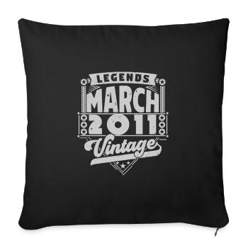 Vintage Birthday Gift March 2011, March 2011. - Sofa pillowcase 17,3'' x 17,3'' (45 x 45 cm) - black - Front