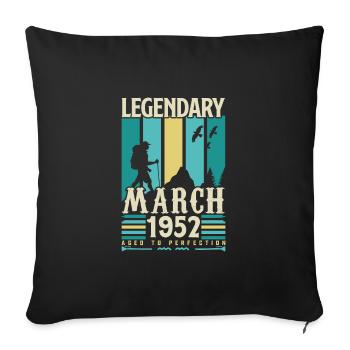 March 1952 Anniversary, March 1952 Vintage Gift. - Sofa pillowcase 17,3'' x 17,3'' (45 x 45 cm) - black - Front