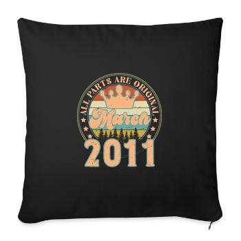 March 2011. March 2011 Birthday Gift. March. - Sofa pillowcase 17,3'' x 17,3'' (45 x 45 cm) - black - Front