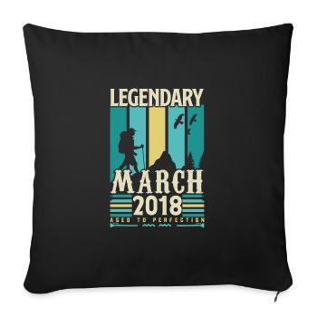 Birthday March 2018, Vintage Gift March 2018. - Sofa pillowcase 17,3'' x 17,3'' (45 x 45 cm) - black - Front