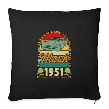 March 1951, March 1951, March 1951. - Sofa pillowcase 17,3'' x 17,3'' (45 x 45 cm) - black - Front