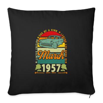 March 1957, March 1957, March 1957. - Sofa pillowcase 17,3'' x 17,3'' (45 x 45 cm) - black - Front