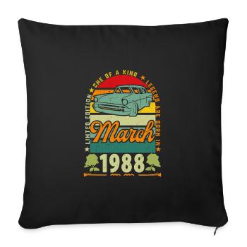 anniversaire mars 1988, Mars 1988, March 1988. - Housse de coussin décorative 45 x 45 cm - noir - Devant