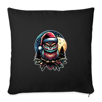 Little Christmas Owl in Winter Forest Christmas Forest - Sofa pillowcase 17,3'' x 17,3'' (45 x 45 cm) - black - Front