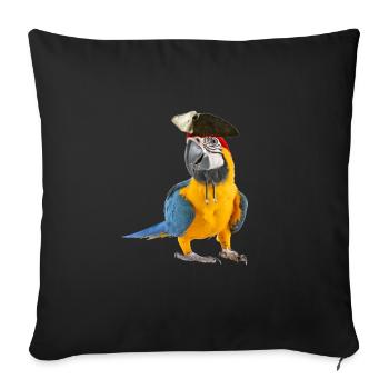 Perroquet des Caraïbes Oiseau Pirate Look Halloween - Housse de coussin décorative 45 x 45 cm - noir - Devant