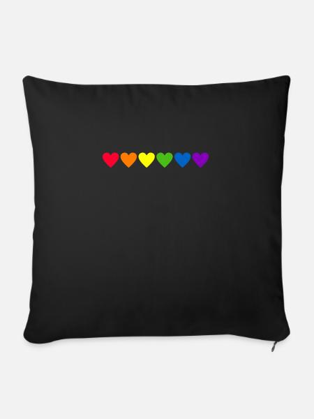 Gay Pride Herzen Gay Pride Flag LGBT - Sofakissenbezug 45 x 45 cm - Schwarz