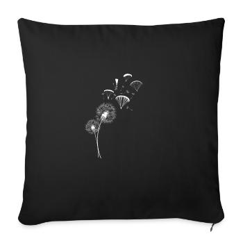 Paragliding paraglider dandelion gift pilot - Sofa pillowcase 17,3'' x 17,3'' (45 x 45 cm) - black - Front