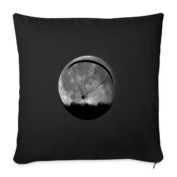 Paragliding paragliding moon gift pilot - Sofa pillowcase 17,3'' x 17,3'' (45 x 45 cm) - black - Front