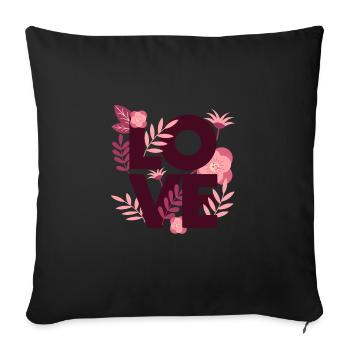 Love amour motif belles fleurs plantes fleur - Housse de coussin décorative 45 x 45 cm - noir - Devant