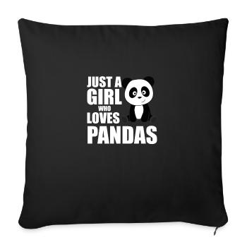 Juste une fille qui aime les pandas mignons animaux mignons - Housse de coussin décorative 45 x 45 cm - noir - Devant