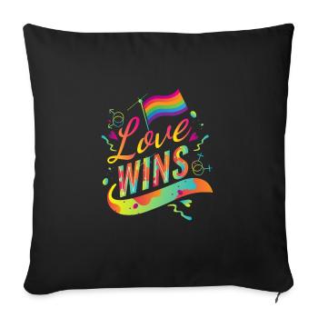 Love Wins LGBT Gay Pride CSD Gender Queer Trans - Housse de coussin décorative 45 x 45 cm - noir - Devant
