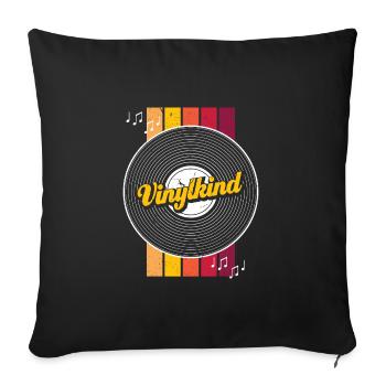 90er 80er Jahre Mottoparty Vinylkind Schallplatte - Sofakissenbezug 45 x 45 cm - Schwarz - Vorne