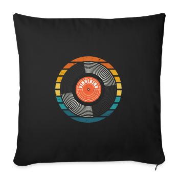 90er 80er Jahre Mottoparty Vinylkind Schallplatte - Sofakissenbezug 45 x 45 cm - Schwarz - Vorne
