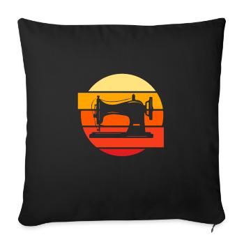 Couturière à la machine à coudre Retro - Housse de coussin décorative 45 x 45 cm - noir - Devant